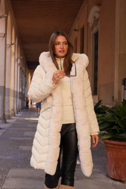 Ecru Faux Fur Edge Detail Padded Coat -Opal & Oak Store 0395dec2ab3e28d9633eeea9eecc8daa1f35b32a