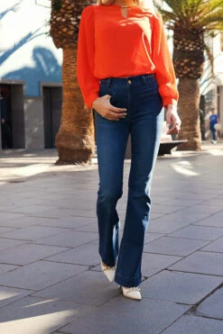 Indigo Blue Braid-Detail Kick Flare Jeans -Opal & Oak Store 049a5f2a4a8ba7c4a7625567aa346b87738e46ae