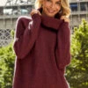 Wine Roll Neck Super Soft Knitted Jumper