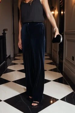 Midnight Blue Velvet Wide Leg Trousers -Opal & Oak Store 06530b7acf654c164b6a1e10f031ee44e9fdf4c7 1