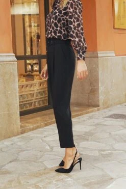 Black High Waist Belted Tapered Trousers -Opal & Oak Store 06f5dafdb47c8ea445138987b04142db287134c9 1