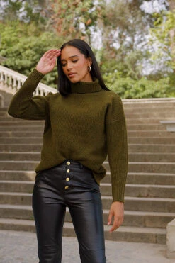 Khaki Green Chevron Roll Neck Ribbed Jumper -Opal & Oak Store 0c03fb3087bb8e7b9981653f1d67b2d71caca161