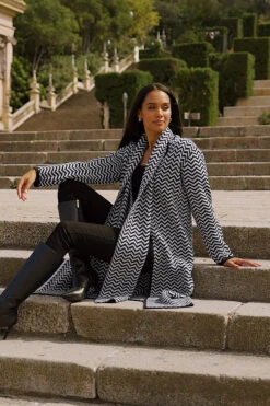 Black & White Herringbone Knit Longline Cardigan With Scarf 11 Black & White Herringbone Knit Longline Cardigan With Scarf -Opal & Oak Store 0c510e7b6237a964d70385d1e2e786b0638d83a6