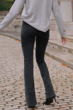 Charcoal Grey Button Front Kick Flare Jeans -Opal & Oak Store 0f30d2951331a6bae550c2e86ae295771f673926