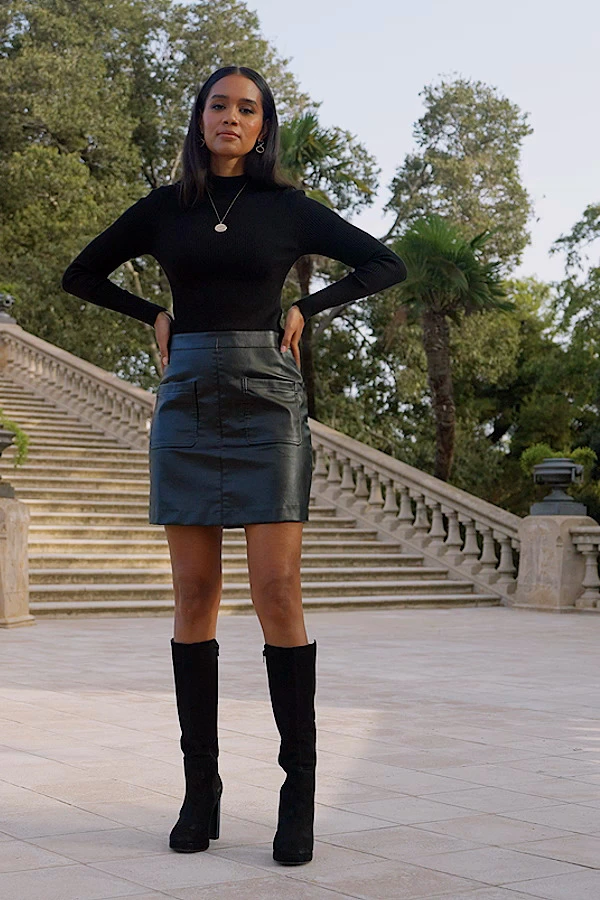 Black Button Detail Two Part Faux Leather Dress 8 Black Button Detail Two Part Faux Leather Dress - Image 8