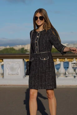 Black Luxe Sparkle Boucle Button Detail Shift Dress -Opal & Oak Store 1f5b27be01161c7c28293202bbfe32f5a26aaaf6