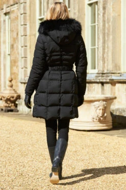 Black Faux Fur Trim Luxe Longline Padded Coat -Opal & Oak Store 2020 08 31 aynhoe park sosandar49716