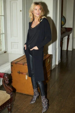 Black Longline Belted Cardigan With Pockets -Opal & Oak Store 2020 08 31 aynhoe park sosandar51544