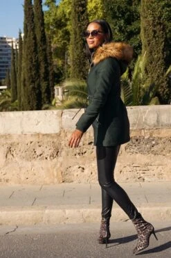 Green Faux Fur Hooded Parka With Gold Zip Pockets -Opal & Oak Store 24166be0ce3425bdc8cf4413e294dd90cd52df7a