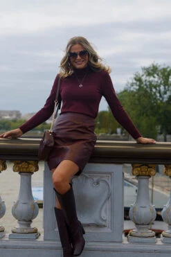 Wine Leather A-Line Skirt -Opal & Oak Store 2addd4ef475ee5782bdb60d633bac1413e9e3f3a