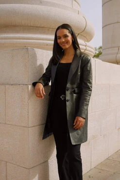 Black Premium Leather Longline Coat -Opal & Oak Store 2dddde1af8550b1ca6fb08ced829859e1b80a1e7