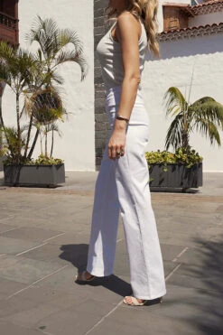 White Wide Leg Jeans With Gold Button Detail -Opal & Oak Store 3793b02f5fbe59b05ab1be8b7393247f95d1d11e