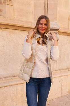 Stone Faux Fur Trim Padded Gilet With Zip Pockets -Opal & Oak Store 3958248aa6380a0778148e36da99bb84b6ff5951