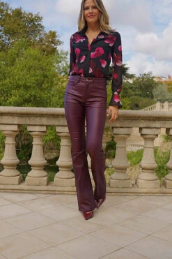 Wine Coated Kick Flare Jeans -Opal & Oak Store 3af471814a190063adcd3a185fe6300158d8031c