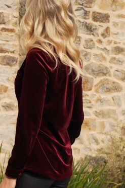 Burgundy Luxe Velvet Shirt -Opal & Oak Store 3c8d8e93aac327291765faaa009db7c5b7345f33