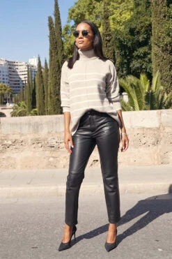 Black Leather Straight Leg Trousers -Opal & Oak Store 40e1e28ce6ae441ba7585d276d330d3358d67386