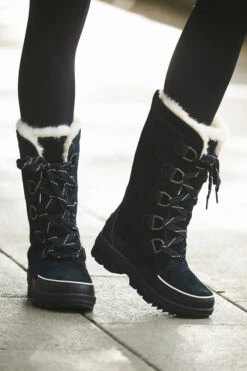 Sorel Black Fleece Lined Lace Up Mid Hiker Boot