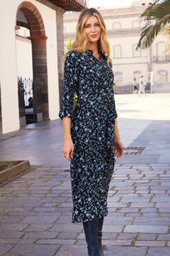 Black & Blue Ditsy Floral Print Midi Shirt Dress 9 Black & Blue Ditsy Floral Print Midi Shirt Dress -Opal & Oak Store 4a7c16ec86fd805f6d691ad3b8920e7c5631814c