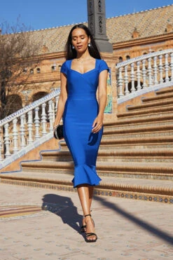 Cobalt Blue Premium Fluted Hem Bandage Jersey Dress -Opal & Oak Store 4b093982ab9b67f9168d6c10112aa9a1be4dc5c2