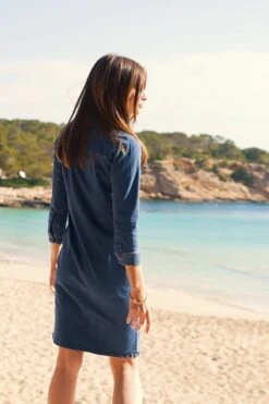 Mid Blue Denim Button Front Shift Dress -Opal & Oak Store 4d09ba4d0b3a8a620c22a722948d3024f2baec3d