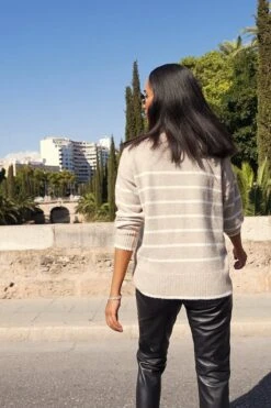 Taupe & White Stripe Roll Neck Jumper 11 Taupe & White Stripe Roll Neck Jumper -Opal & Oak Store 53b6f031c4ae0f3e4b8d70aff186eda33688c053