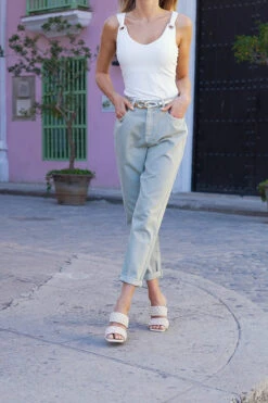 Sage Green Slim Leg Mom Jeans -Opal & Oak Store 59313235ef249ac5842e8b1b62c4d981d879c5a1