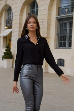 Black Premium Embellished Collar Shirt -Opal & Oak Store 603e4c4c38bf0b18d8082082ab78d5258b4fb86e