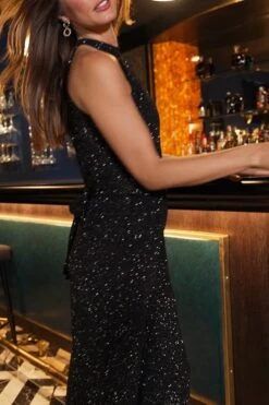 Black Sparkly Halter Neck Jumpsuit -Opal & Oak Store 65ab9a39c37737ba302d8f4648f0300488c5fe2b