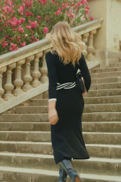 Black Twist Detail Fit & Flare Knitted Dress -Opal & Oak Store 701f6110314b2fb32d52cdd1a281c691d56eb9b3