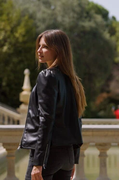 Black Faux Leather Puff Sleeve Jacket -Opal & Oak Store 70b8fca377832665bb5e704baf5e26d4bbaf8f31