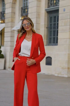 Red Shawl Collar Blazer -Opal & Oak Store 74cf348e72ad8410c6f71fb23233c3a11054941f