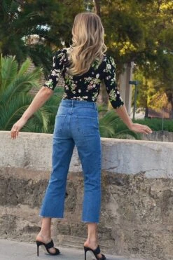 Mid Blue Cropped Kick Flare Jeans -Opal & Oak Store 856c4b782e4ef131ac13875a3c6ceedd9a8194a1