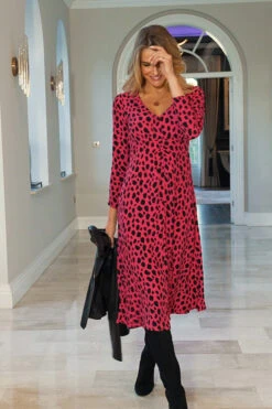 Pink & Black Animal Print Fit & Flare Midi Dress -Opal & Oak Store 8c0926bc80b168653ca71ccd683f26d8c9af8cf6