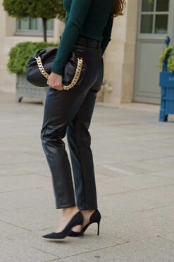 Black Faux Leather Belted Straight Leg Trousers -Opal & Oak Store 8e8c5079f85d51e04c27eed95ad327b9a5065786