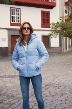 Powder Blue Premium Padded Jacket With Silver Zip Pockets -Opal & Oak Store 99b93ce55023eb11f1bc129ea3f9008c95e23f6e