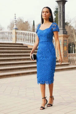 Cobalt Blue Luxe Lace Detail Pencil Dress -Opal & Oak Store 9ea93a9129ae2f27daff90a57ffe37559939cddf