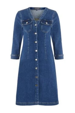 Indigo V Neck Button Front Denim Dress 10 Indigo V Neck Button Front Denim Dress -Opal & Oak Store a19dd018io0005 box copy