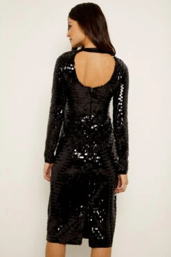Black Sequin Cut Out Back Detail Dress -Opal & Oak Store a19dw183 17