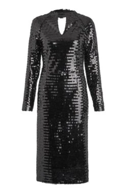 Black Sequin Cut Out Back Detail Dress -Opal & Oak Store a19dw183bk0001 box