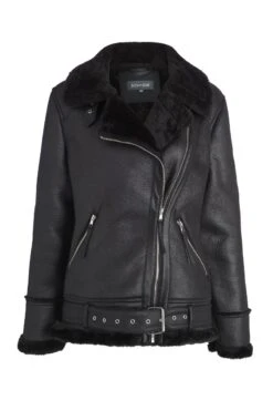 Black Faux Shearling Biker Jacket 14 Black Faux Shearling Biker Jacket -Opal & Oak Store a19ol004bk0001 box