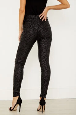Black Textured Leopard Print Coated Skinny Jeans -Opal & Oak Store a20bd021 11