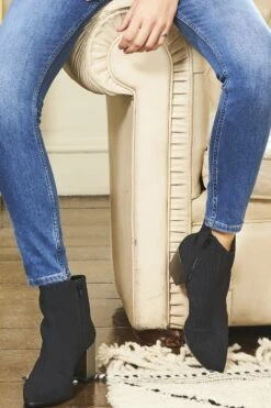 Black Metallic Heel Sock Boot 16 Black Metallic Heel Sock Boot -Opal & Oak Store a20fw022 crop