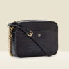 Black Croc Faux Leather Chain Detail Cross Body Bag