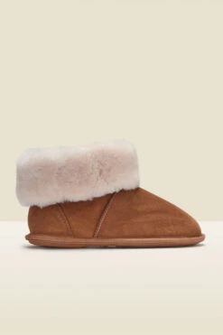 Just Sheepskin Tan Suede Slipper Booties -Opal & Oak Store a21fw035bn0004