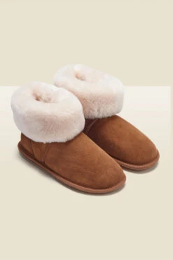 Just Sheepskin Tan Suede Slipper Booties