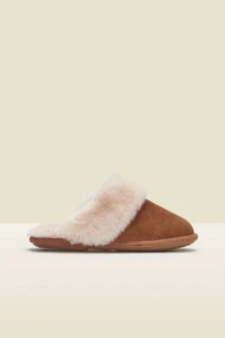 Just Sheepskin Tan Suede Mule Slippers -Opal & Oak Store a21fw037bn0004 1