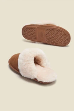 Just Sheepskin Tan Suede Mule Slippers -Opal & Oak Store a21fw037bn0004 2 1
