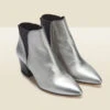 Silver Leather Mid Heel Chelsea Boot
