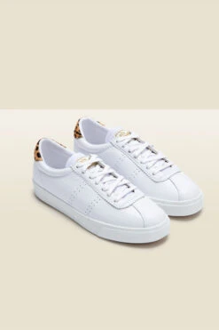 White Superga 2843 Leopard Print Panel Trainers