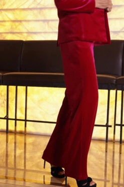 Raspberry Pink Velvet Wide Leg Trousers -Opal & Oak Store a2fdb79077d3c49dff57000a4e1b752d9e8454ff